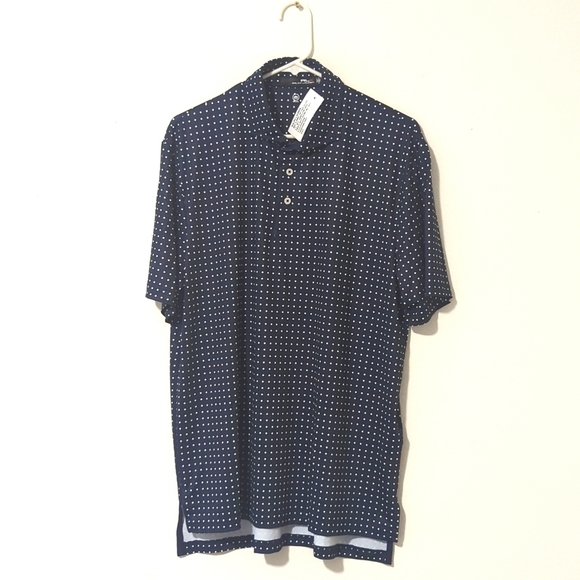 RLX Ralph Lauren men's French Navy round Hill dot golf T-shirt. - Picture 1 of 10